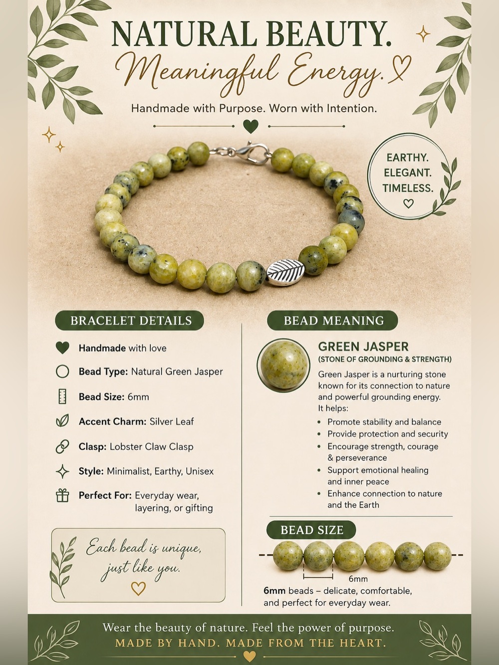 Green Jasper Beaded Bracelet